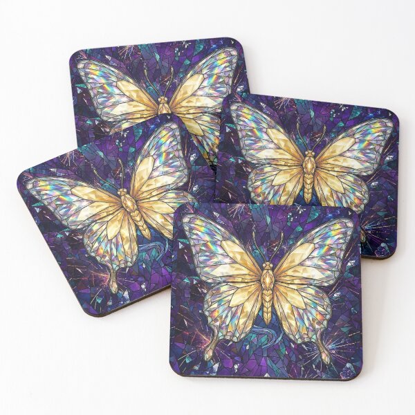 Item preview, Iridescent Golden Butterfly Stained Glass Mosaic designed and sold by Lainey1978.
