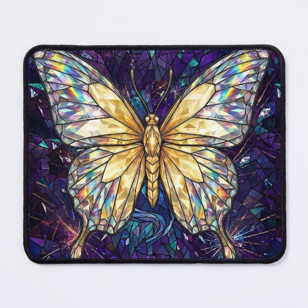 Item preview, Iridescent Golden Butterfly Stained Glass Mosaic designed and sold by Lainey1978.