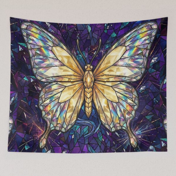 Item preview, Iridescent Golden Butterfly Stained Glass Mosaic designed and sold by Lainey1978.
