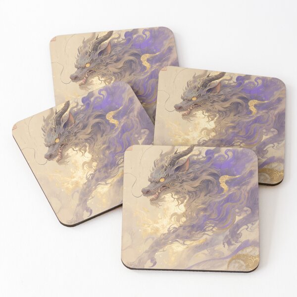 Item preview, The Celestial Zenith: Purple & Gold Qilin Grand Blessing Art designed and sold by Studio Lumiére Zeit.