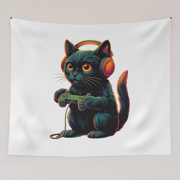 Item preview, Black Cat Playing Game Funny Gamer designed and sold by nosu-art-pod.