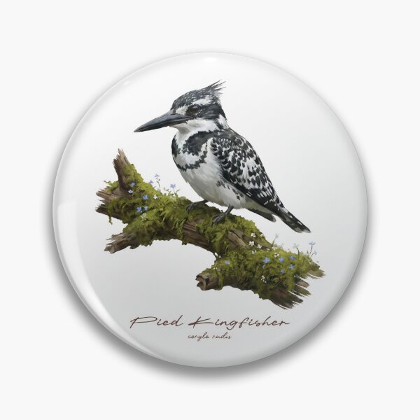 Item preview, Pied Kingfisher on Mossy Branch designed and sold by Takeda-art.