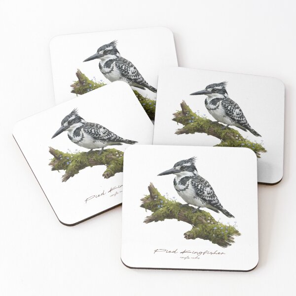 Item preview, Pied Kingfisher on Mossy Branch designed and sold by Takeda-art.