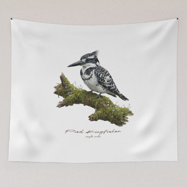 Item preview, Pied Kingfisher on Mossy Branch designed and sold by Takeda-art.