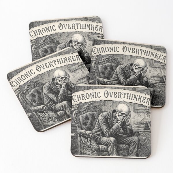 Item preview, Chronic Overthinker Funny Gothic Skeleton Mental Health designed and sold by MintedMinds.