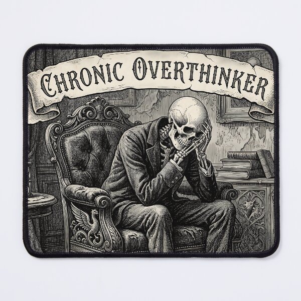 Item preview, Chronic Overthinker Funny Gothic Skeleton Mental Health designed and sold by MintedMinds.