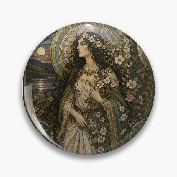 Item preview, Blodeuwedd – Celtic Goddess of Flowers & Owls | Art Nouveau Print designed and sold by Urbantheseus.