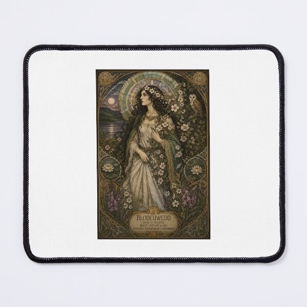 Item preview, Blodeuwedd – Celtic Goddess of Flowers & Owls | Art Nouveau Print designed and sold by Urbantheseus.