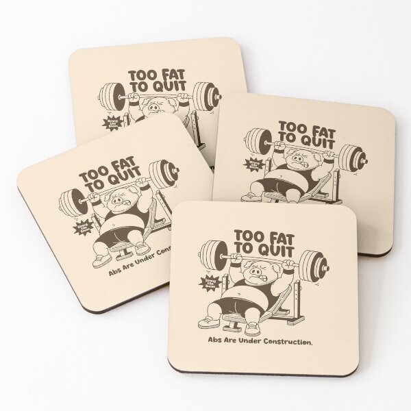 Item preview, Too Fat To Quit Funny Gym Pig, Abs Are Under Construction Workout Humor Design designed and sold by adipra.