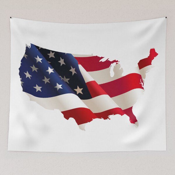 Item preview, Waving American Flag USA Map designed and sold by dcohea.