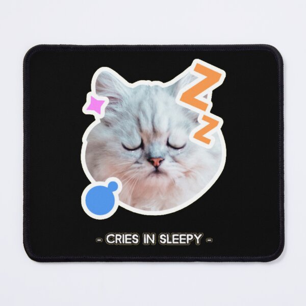 Item preview, Cries In Sleepy Funny Fluffy Cat Meme designed and sold by GenZFashion000.