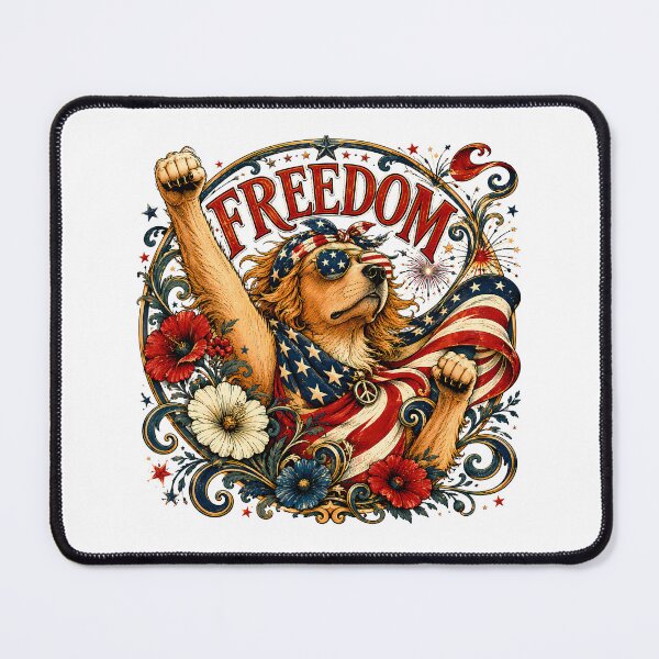 Item preview, Patriotic Golden Retriever Freedom American Flag designed and sold by chattsuede.