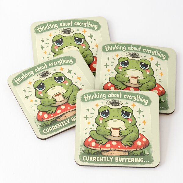 Item preview, Overthinking Frog Sticker Cute Anxiety Frog Cottagecore Meme Emotional Support Frog Funny Frog Sticker Ugly Cute Aesthetic designed and sold by VectorJoy.