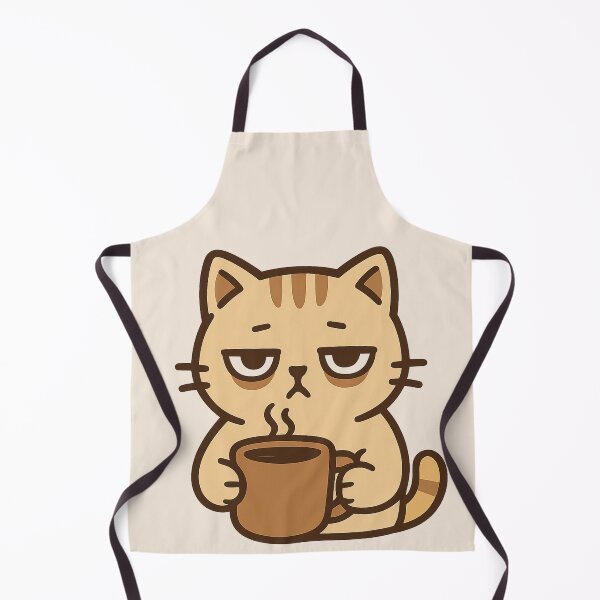 Item preview, Coffee Cat – Cute Tired Cat Drinking Coffee Sticker designed and sold by PixelPicsStudio.