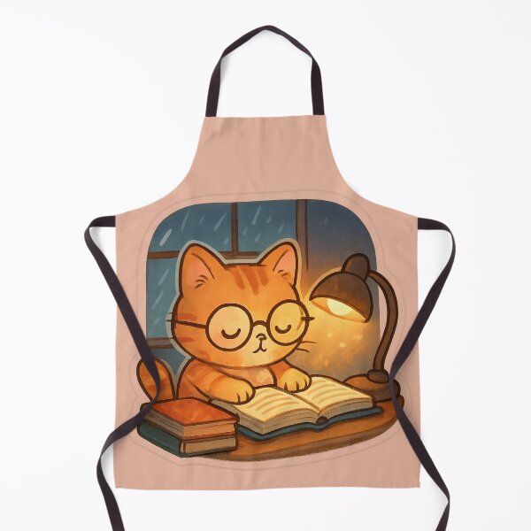 Item preview, Study Cat Sticker – Cozy Book Lover Cat designed and sold by PixelPicsStudio.