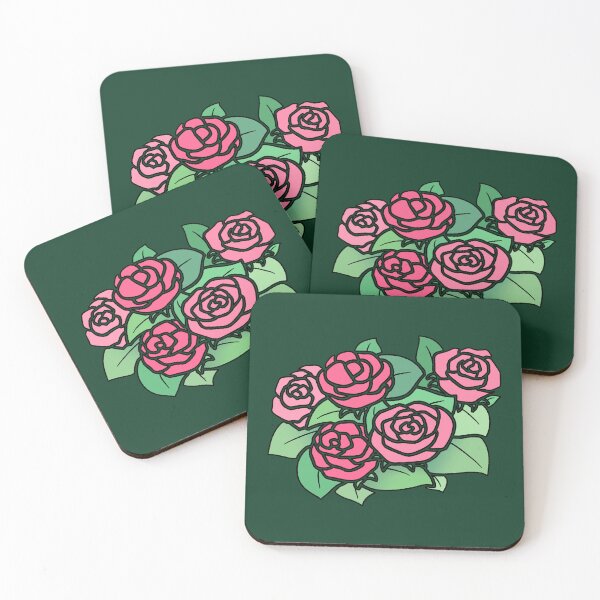 Item preview, Pink rose flowers illustration with green leaves designed and sold by ubborn.