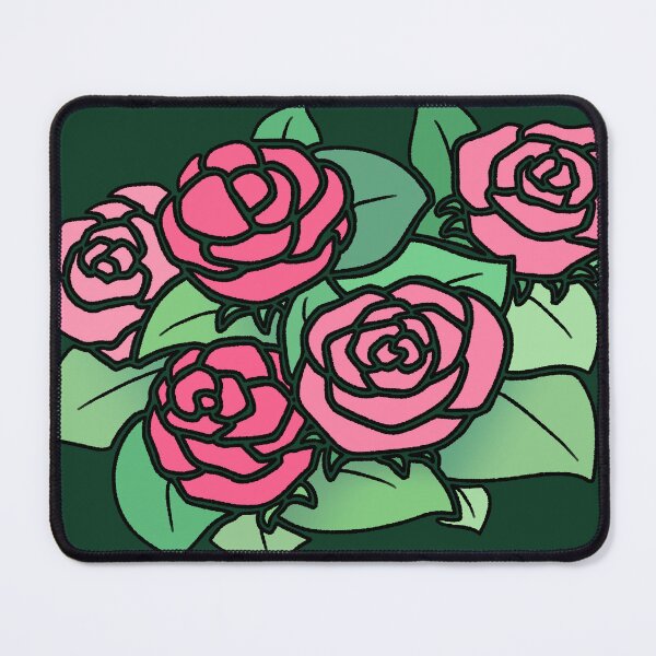 Item preview, Pink rose flowers illustration with green leaves designed and sold by ubborn.