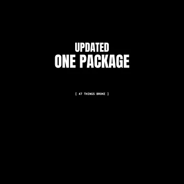 Artwork thumbnail, Updated One Package 47 Things Broke Funny JavaScript Meme by BuggedThreads