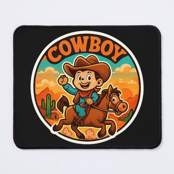 Item preview, Cute Cartoon Cowboy Riding Horse Western Sunset Sticker Design designed and sold by PixelPicsStudio.