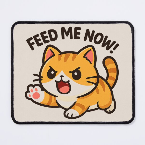 Item preview, Feed Me Now Cat – Cute Hungry Kitty Sticker designed and sold by PixelPicsStudio.