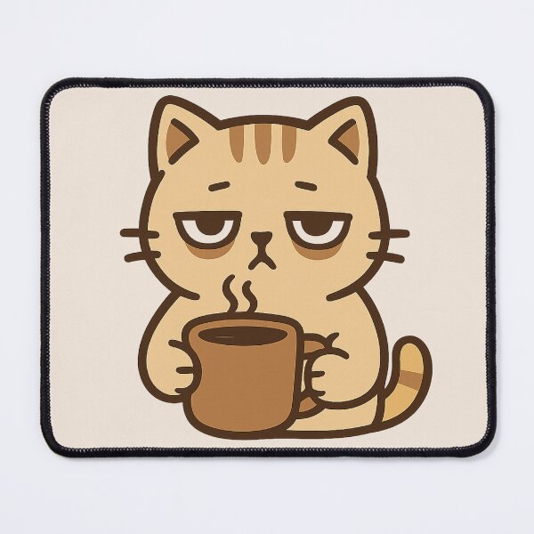 Item preview, Coffee Cat – Cute Tired Cat Drinking Coffee Sticker designed and sold by PixelPicsStudio.