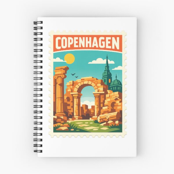 Item preview, Vintage Copenhagen Stamp Illustration | Retro Danish Postage Art | Nordic Harbor Capital Travel Design of Denmark designed and sold by PaintedPixels01.