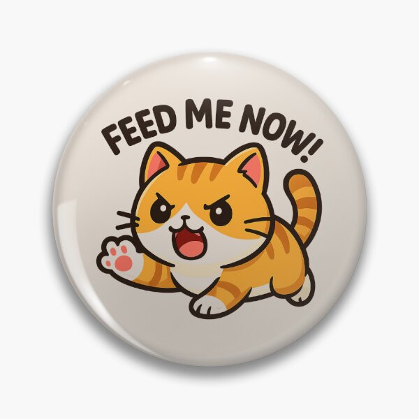 Item preview, Feed Me Now Cat – Cute Hungry Kitty Sticker designed and sold by PixelPicsStudio.