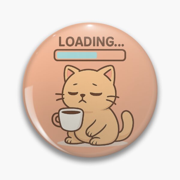 Item preview, Coffee Loading Cat – Sleepy Funny Programmer Kitty Sticker designed and sold by PixelPicsStudio.