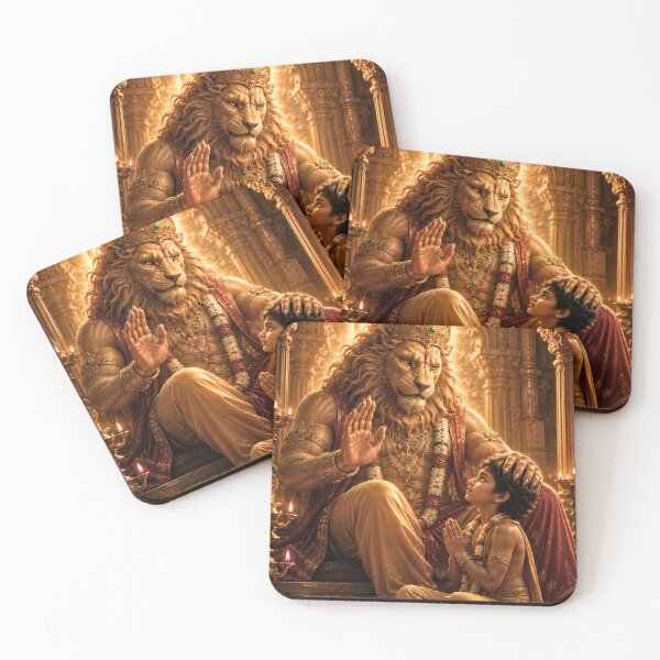 Item preview, Narasimha Blessing Prahlad | Divine Protection Hindu Devotional Art designed and sold by Homyar.