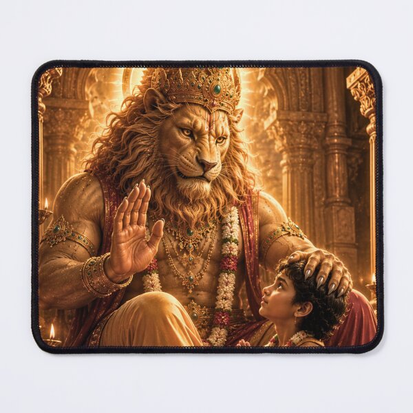 Item preview, Narasimha Blessing Prahlad | Divine Protection Hindu Devotional Art designed and sold by Homyar.