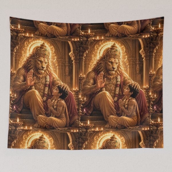 Item preview, Narasimha Blessing Prahlad | Divine Protection Hindu Devotional Art designed and sold by Homyar.