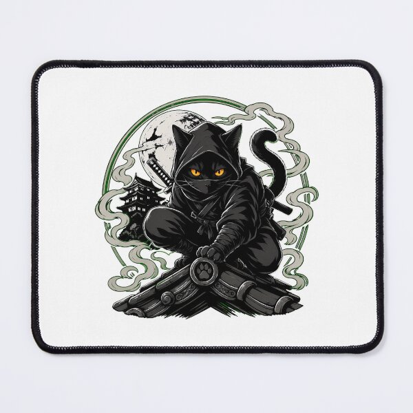 Item preview, Ninja Cat With Katana Black Cat Shinobi Warrior designed and sold by chattsuede.