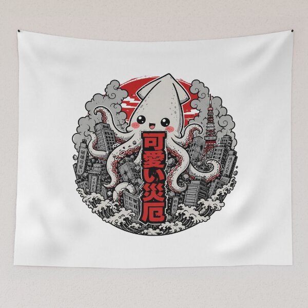 Item preview, Cute Calamity Tokyo Squid Destroying City designed and sold by chattsuede.