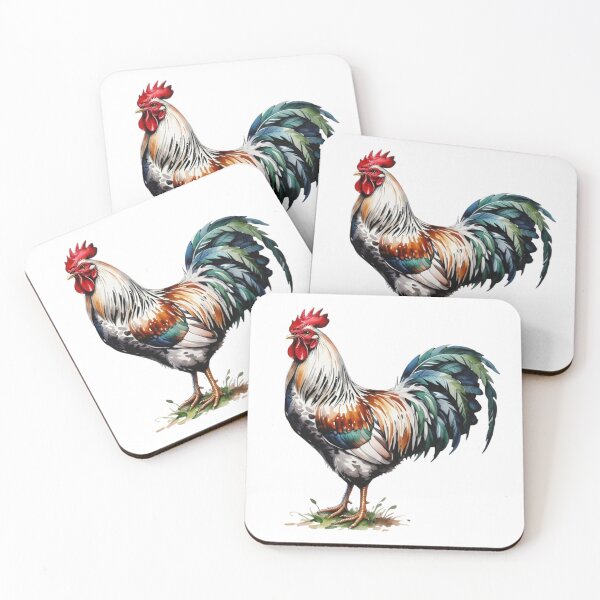 Item preview, Majestic Watercolor Rooster Art - Vibrant Countryside Barnyard Cockerel Floral Pasture Design designed and sold by Picasfarmer.
