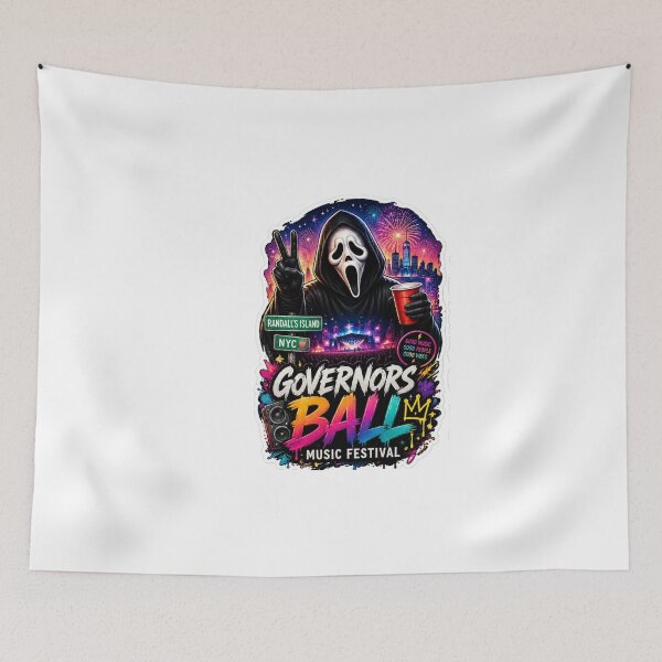 Item preview, Ghost Face Celebrating Governors Ball Music Festival Sticker – Cool Horror Fan Fest Vibes Die-Cut Vinyl Decal designed and sold by Ulikedigital14.