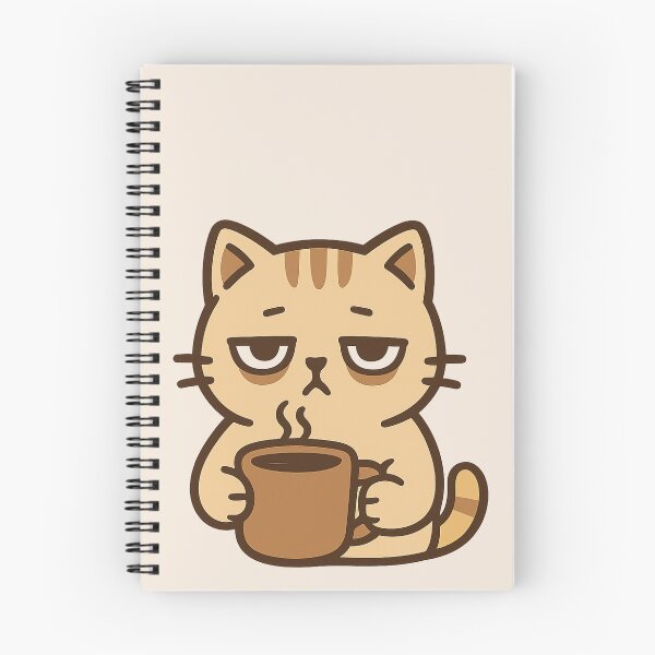 Item preview, Coffee Cat – Cute Tired Cat Drinking Coffee Sticker designed and sold by PixelPicsStudio.
