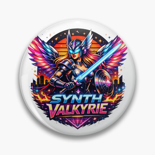 Item preview, Retro Futuristic Neon Synthwave Valkyrie Warrior designed and sold by JonelleTshirts.