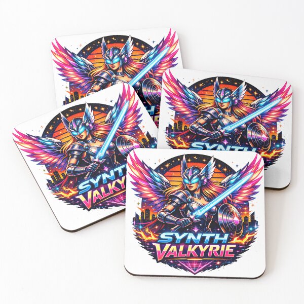 Item preview, Retro Futuristic Neon Synthwave Valkyrie Warrior designed and sold by JonelleTshirts.