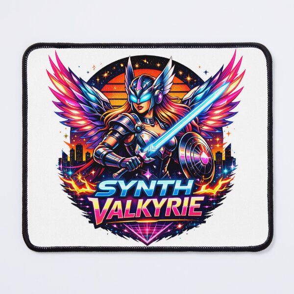 Item preview, Retro Futuristic Neon Synthwave Valkyrie Warrior designed and sold by JonelleTshirts.