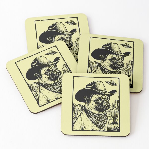 Item preview, Pug Cowboy Alien Desert UFO Dog Western designed and sold by d247.