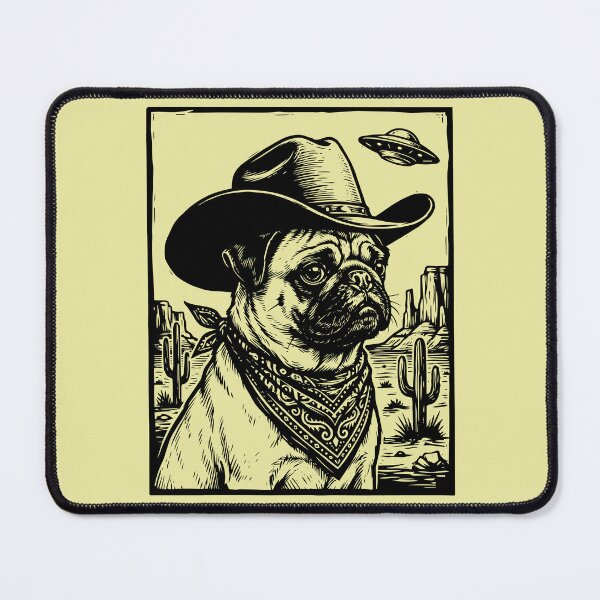 Item preview, Pug Cowboy Alien Desert UFO Dog Western designed and sold by d247.