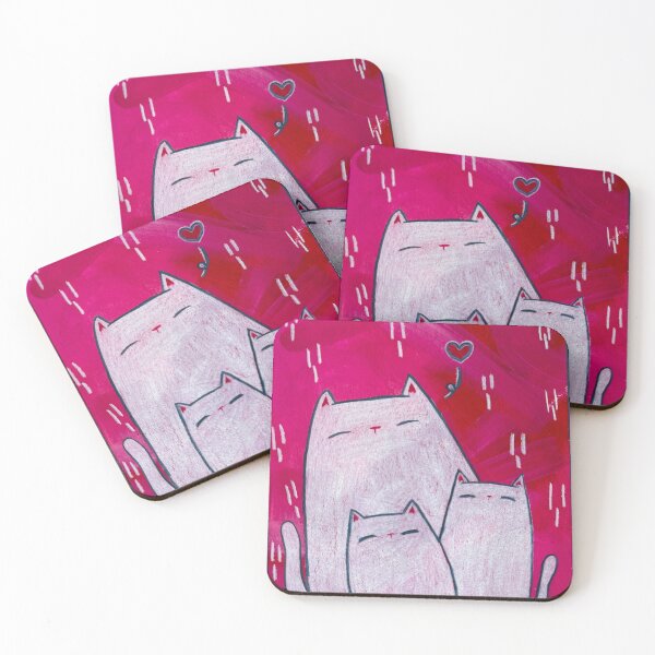 Item preview, Trio in Pink - White Cats Mixed Media - Day 126 of 365  designed and sold by BeeandKiwi.