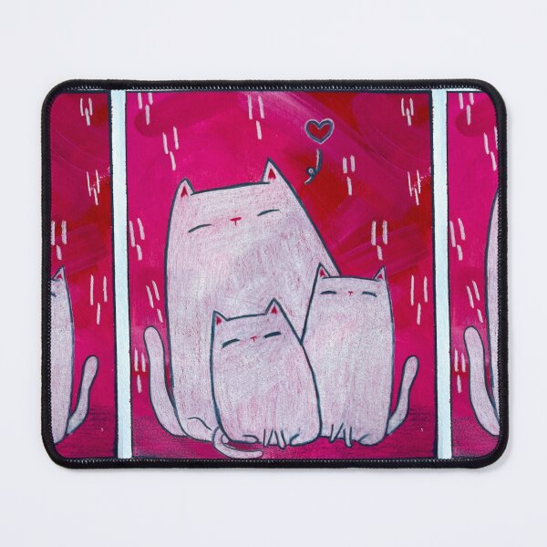 Item preview, Trio in Pink - White Cats Mixed Media - Day 126 of 365 designed and sold by BeeandKiwi.