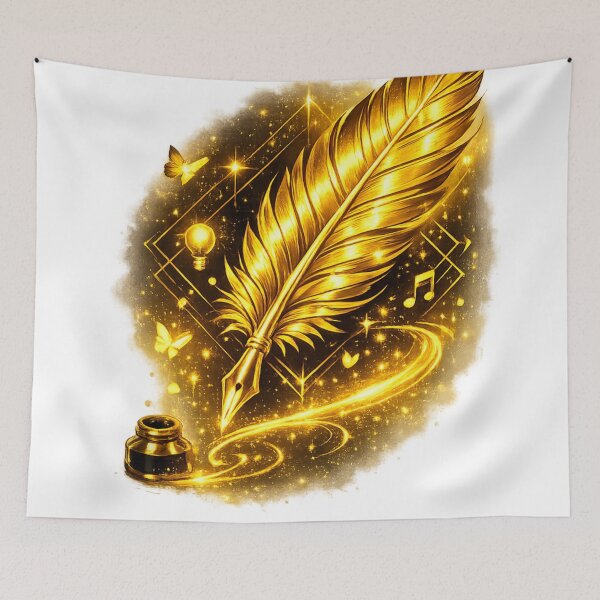Item preview, Golden Creative Quill — Ultra Premium Radiant Art designed and sold by InfiniteArchive.