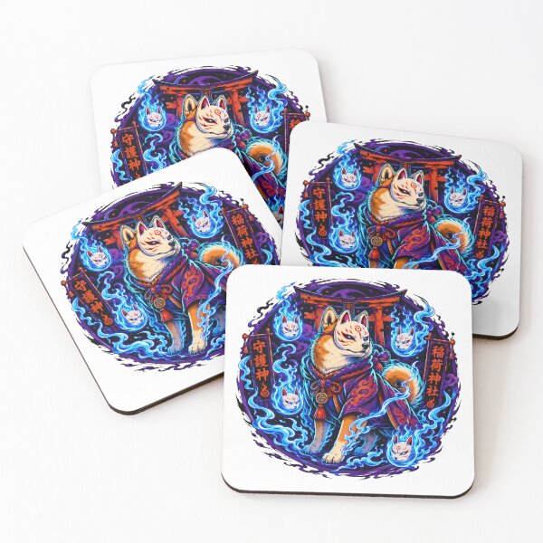 Item preview, Shiba Inu Guardian God With Kitsune Mask designed and sold by chattsuede.