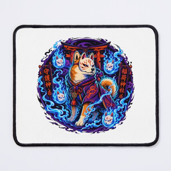 Item preview, Shiba Inu Guardian God With Kitsune Mask designed and sold by chattsuede.