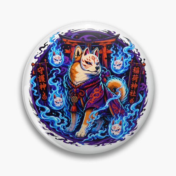 Item preview, Shiba Inu Guardian God With Kitsune Mask designed and sold by chattsuede.