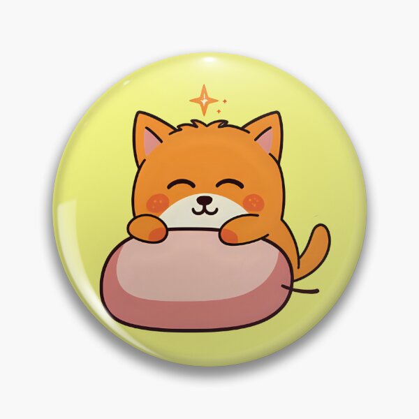 Item preview, Cute Chibi Orange Cat Chilling on a Pastel Pink Cushion Sparkly Kawaii Kitten Sticker designed and sold by bvdesignart.
