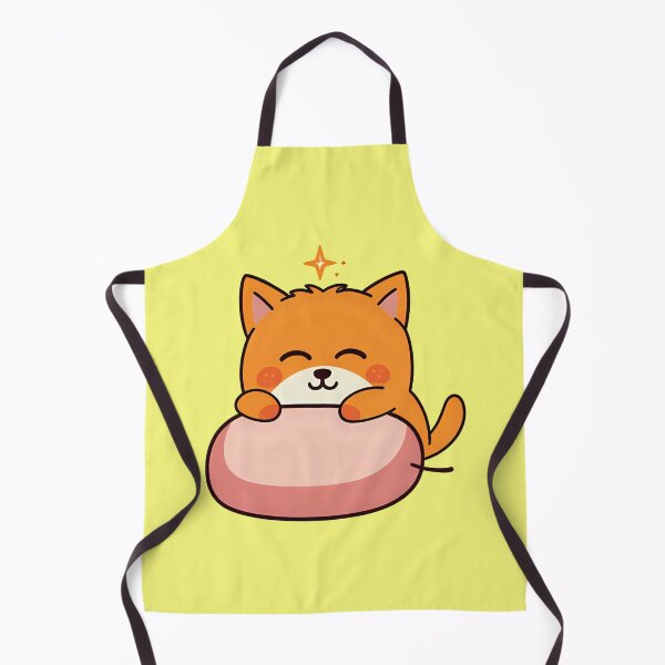 Item preview, Cute Chibi Orange Cat Chilling on a Pastel Pink Cushion Sparkly Kawaii Kitten Sticker designed and sold by bvdesignart.