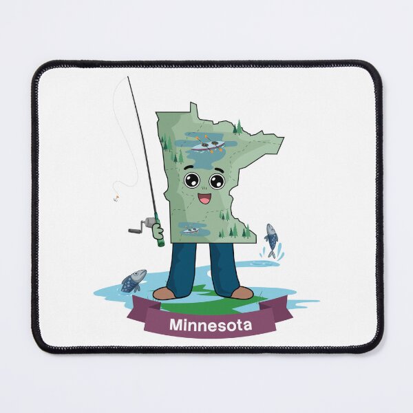 Item preview, Minnesota State Map Fishing Rod Kayak Lover designed and sold by Travel.Art.